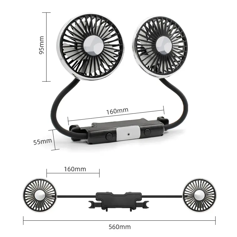 Wholesale F310 Dual Heads Car Seat Hose USB Cooling Fan Suppliers, Factory