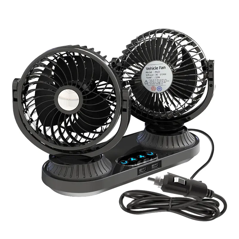 Custom Oscillating Double Heads Car Fan for Truck SUV RV 12-24V F623U Manufacturers, Supplier