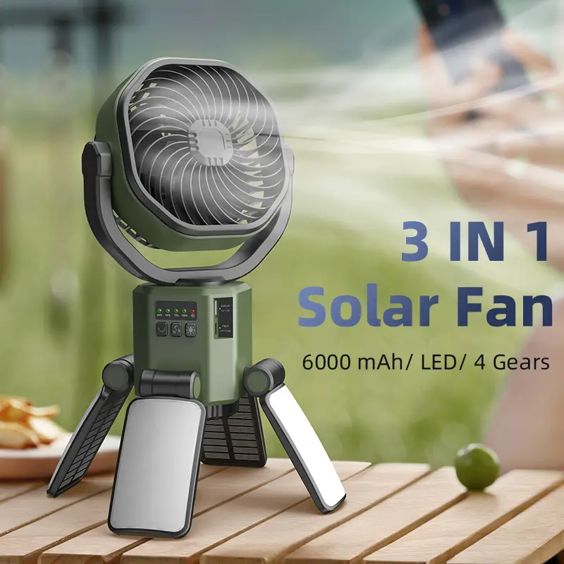 Wholesale F6611 Solar Camping Fan with LED Light Oscillating Supplier, Factories