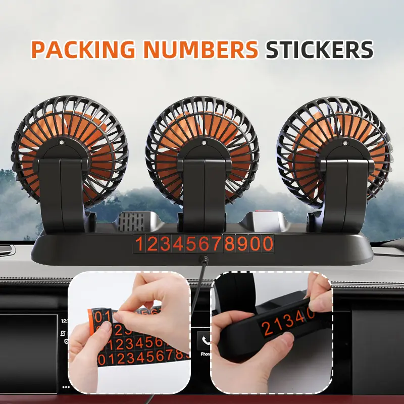 Wholesale F4310 Triple Three Heads Foldable Car Fan 5V 12V 24V Suppliers, Factory