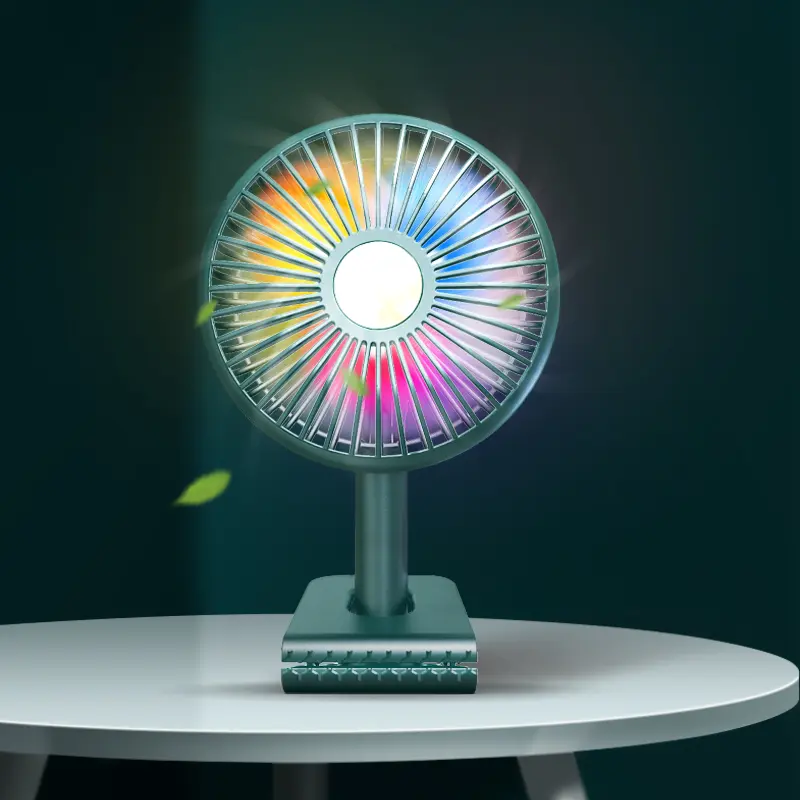 Wholesale F513 Mini Desktop Clip on Fan With LED Lights Manufacturer, Supplier