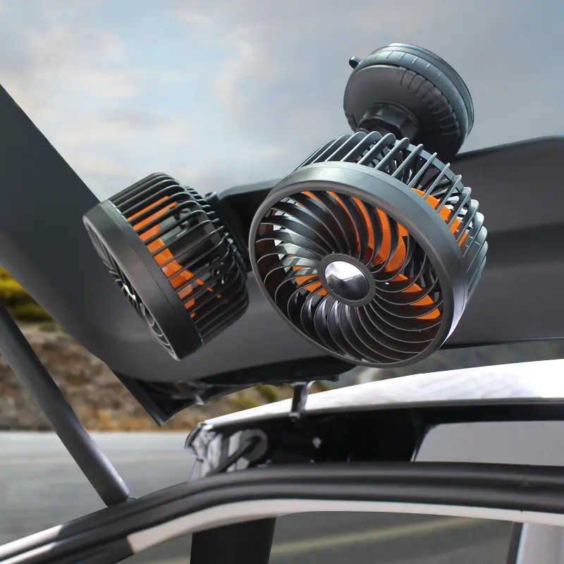 Custom 5 Inches Dual-heads Suction Cup Car Fan Manufacturers, Factories