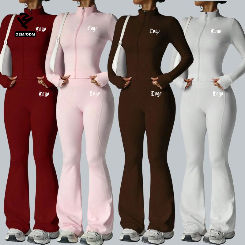 Women Zipper Long Sleeve Push up Leggings Yoga Sets Gym Fitness Nude Sets Activewear Workout Running Clothes Sportswear Apparel