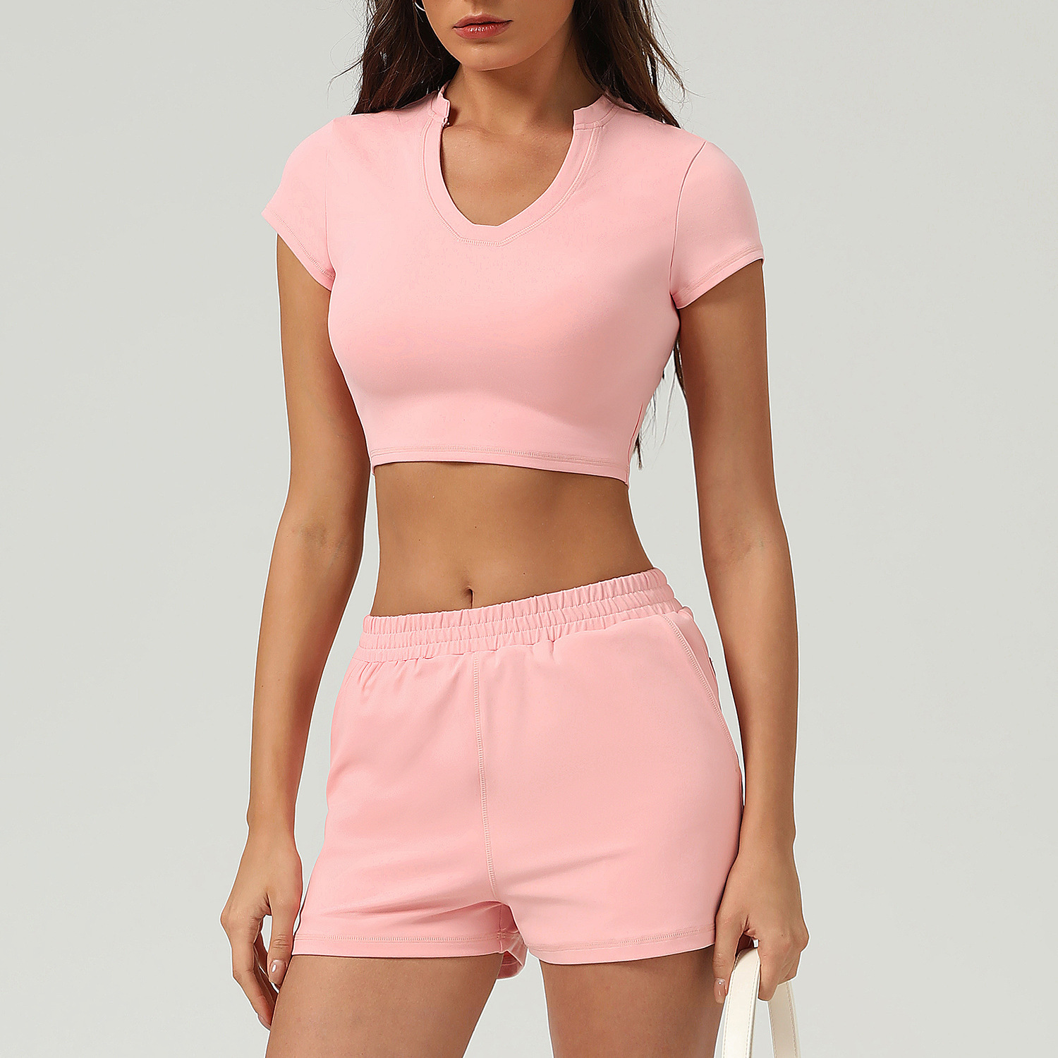 New Quick-Dry Short Sleeve Shirt Women's Casual Sportswear Set Lightweight Breathable Workout Clothes for Outdoor Activities