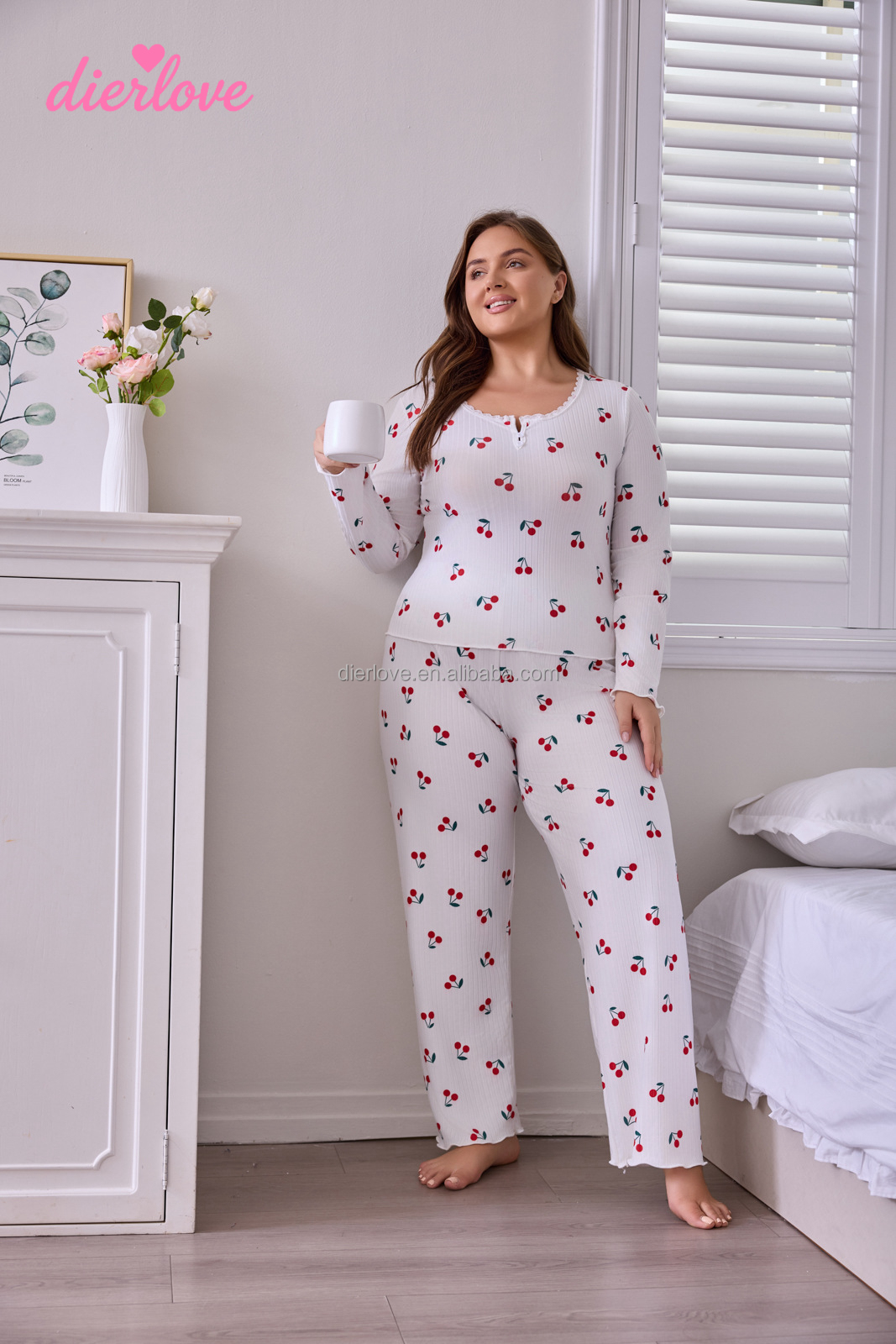 Cherry Print Pajamas Detail View 4