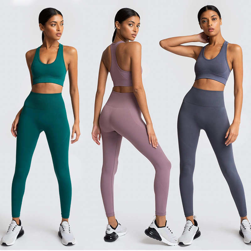 Ladies Womens Athletic Fitness Clothing Gym Sports Wear Workout Crop Top Yoga Apparel 2 Piece Set Women