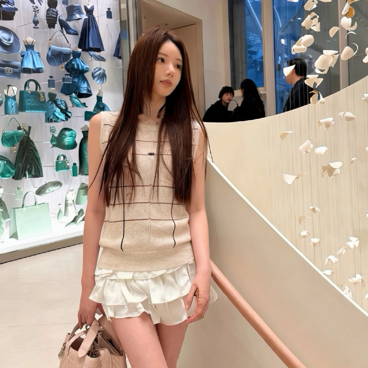 Women Luxury Designer Knitted 100% Cotton Breathable Stylish Slim Fit Pullover Tank Tops Flock Print O-Neck Casual Vest