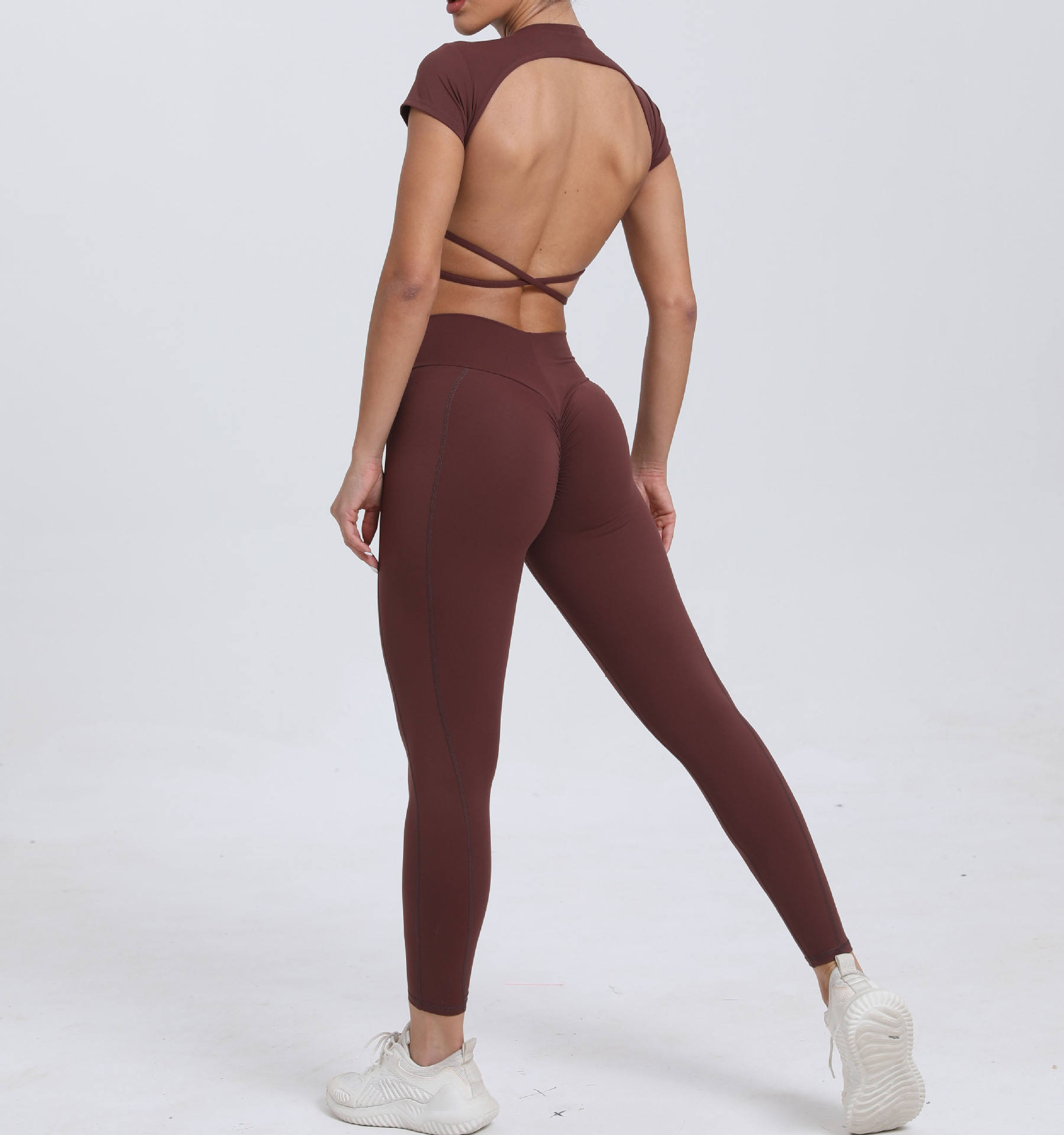 2024 New Women's Outdoor Compression Elastic Quick Dry Yoga Pants and Tops Set Breathable Solid Pattern Shorts Hot Selling