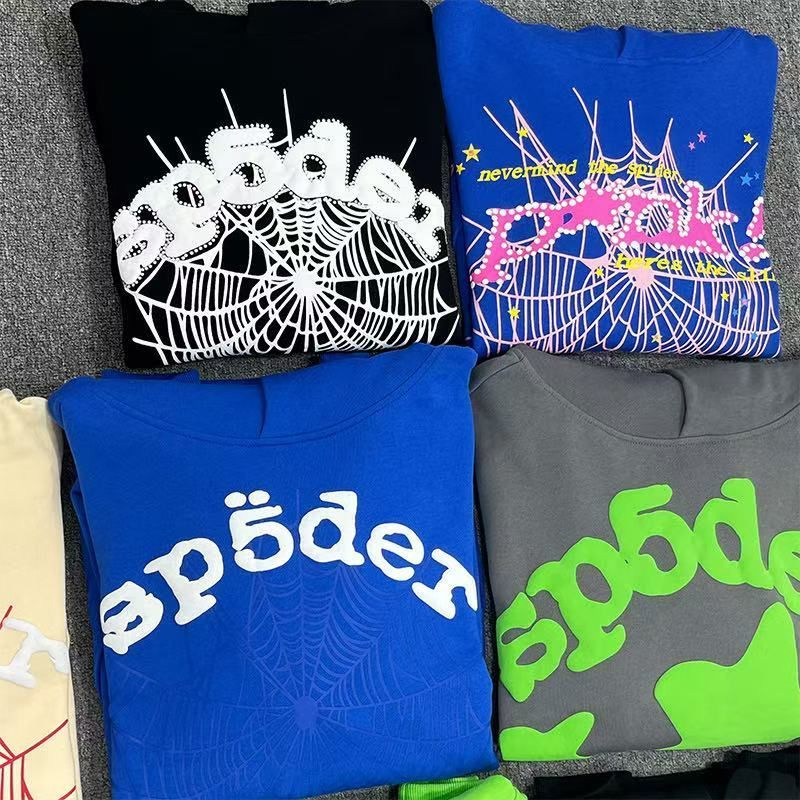 Wholesale 1688 Brand Spider Hoodie 555 Custom 3D Logo Puff Print Vvs Cotton Heavyweight Streetwear Hoodies Apparel for Distributors