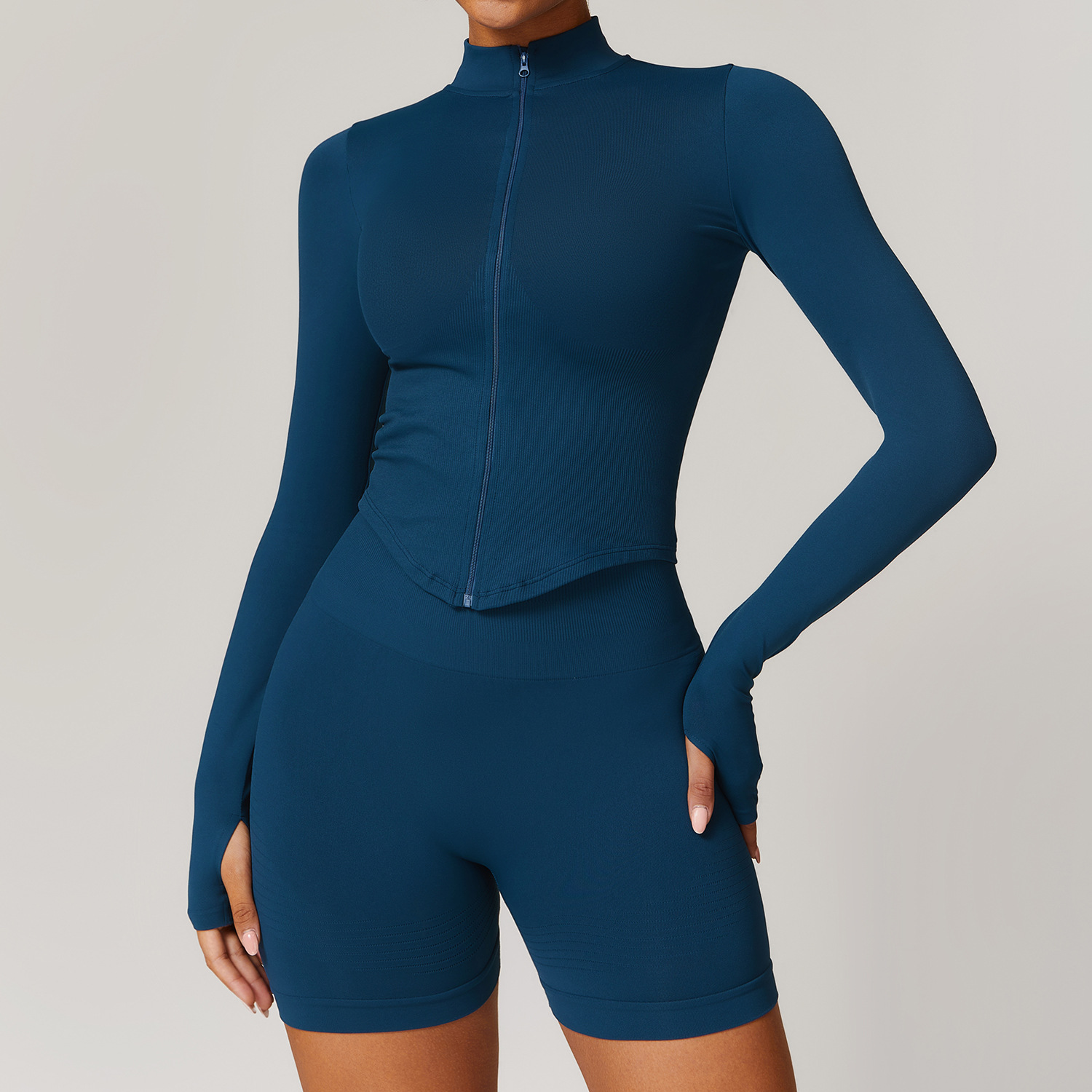 Women's Long Sleeve Zipper Yoga Jacket Collar Quick-Drying Sustainable Outdoor Fitness Sports Tops Women's Tight Clothing