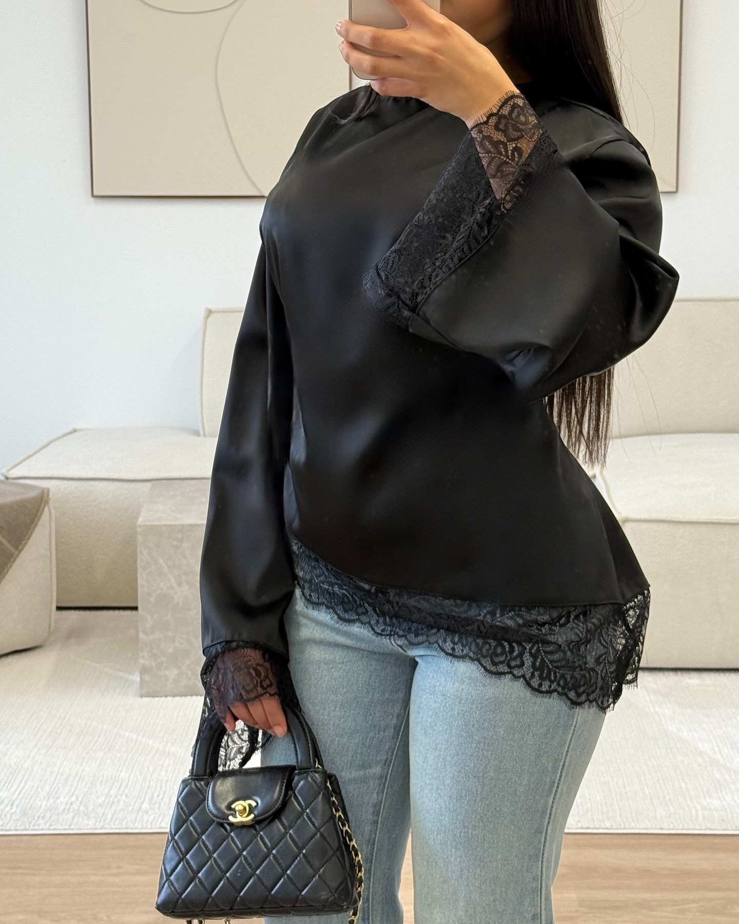Mexizo 2026 Modest Islamic Abaya Women Muslim Clothing Satin Asymmetric Lace Trim Dubai Style Abaya Short Top Women's Clothing