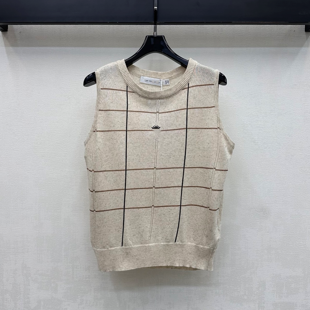 Women Luxury Designer Clothes Fashion Sleeveless O-Neck Tank Tops Casual Daily Wear Soft Breathable Knitted Flock Print Vest