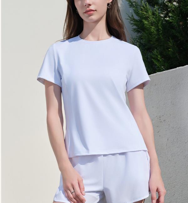 High Quality Breathable Active Stretch Sportswear Women Short Sleeve Gym Yoga T-Shirts Loose Casual Activewear Spandex/Nylon
