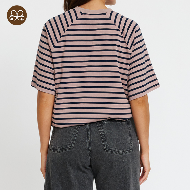 Hot Selling Custom Maternity Clothing Stripe Breastfeeding Invisible Zipper T-shirt Women Casual Nursing Top