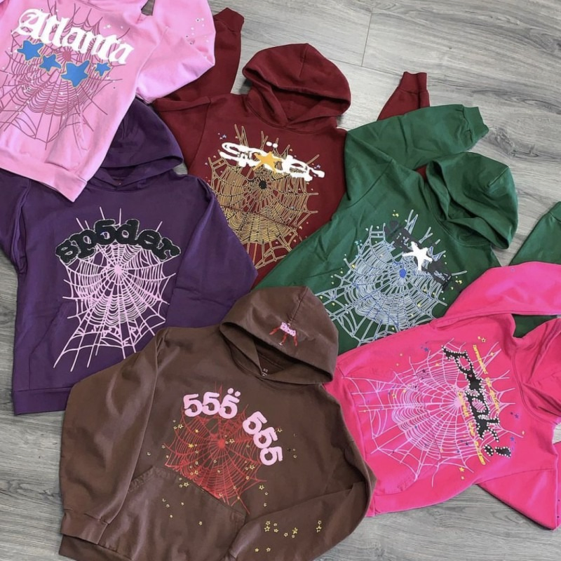 Wholesale 1688 Brand Clothing Distributors Spider Hoodie 555 Custom 3D Logo Puff Print Streetwear Hoodie Vvs Cotton Hoodies Apparel