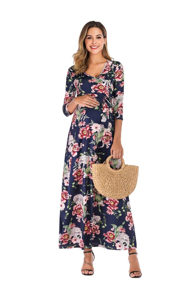 Womens Customized Printed Maternity Nursing Shirtdress Maternity Clothing