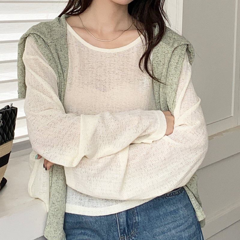 Women Business Casual Crew Neck Minimalist Comfortable Long-Sleeve T-Shirt