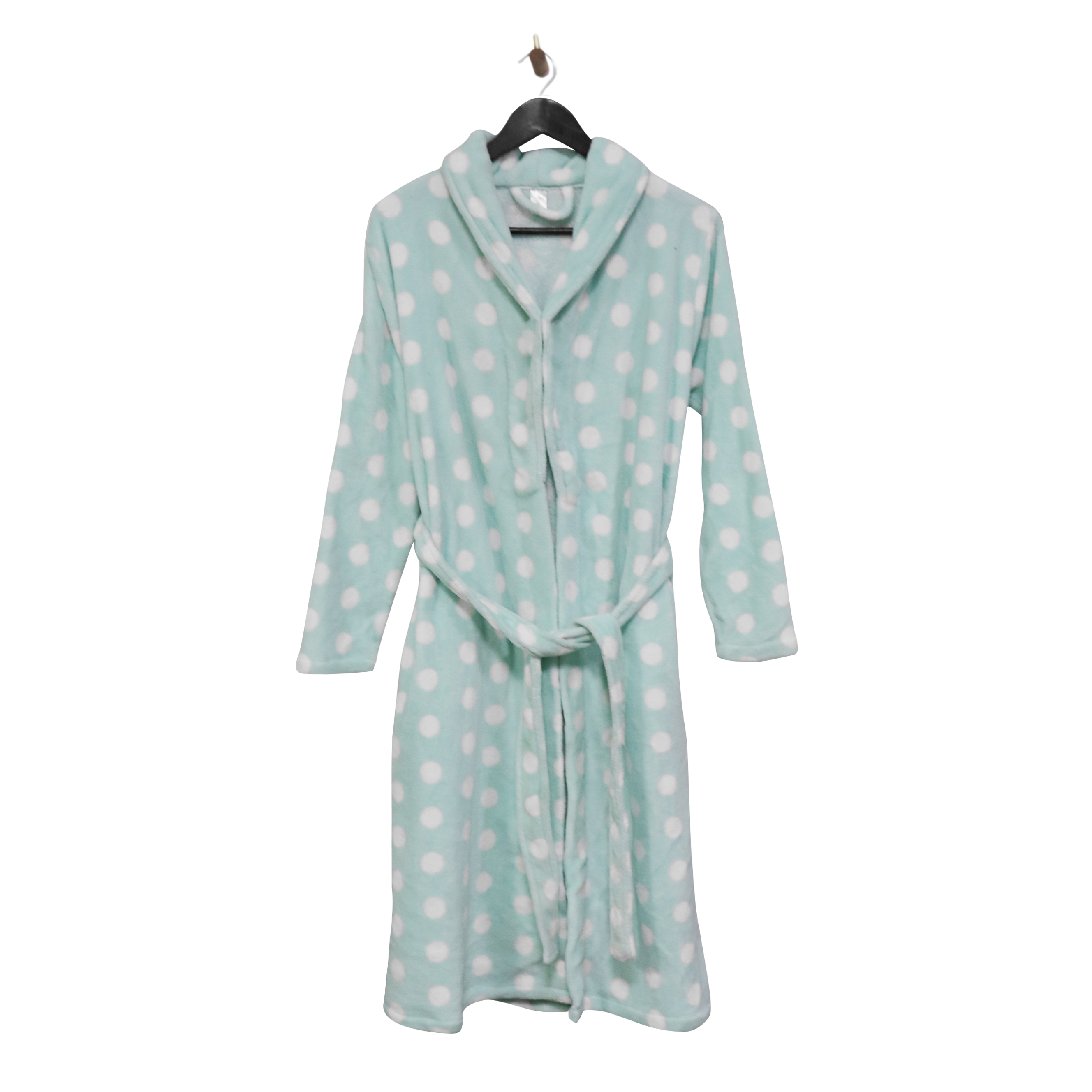Customized Women's Long-Sleeved Nightgown 100% Polyester Flannel Bathrobe Dots Design Thermal Coral Fleece Spa Robes for Autumn