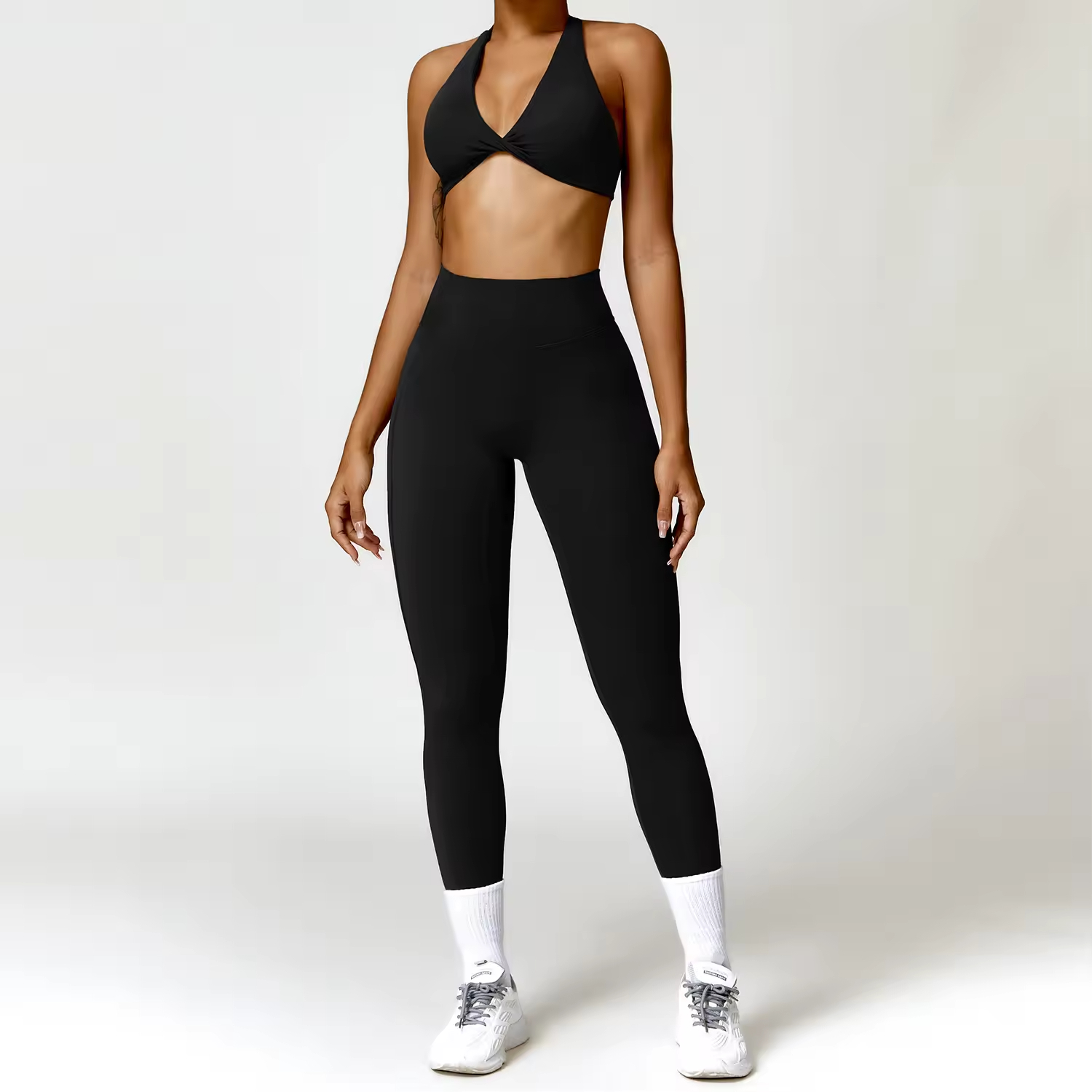 High Quality Women's Solid Plus Size Yoga Active Wear 2-Piece Set for Running Gym Fitness-Eco-Friendly Breathable
