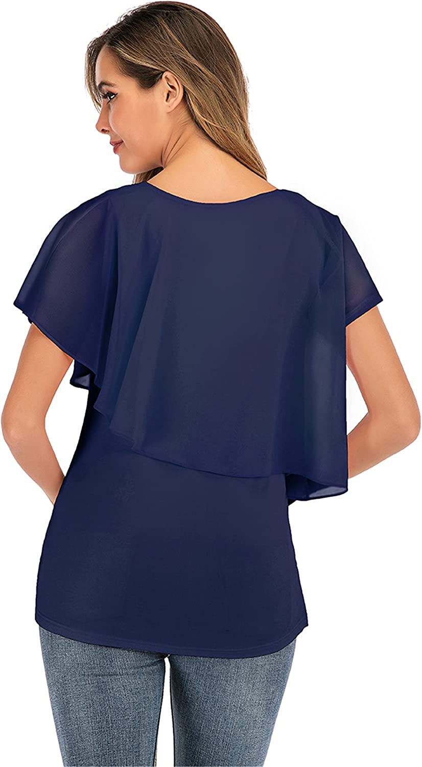 Women Pregnant Maternity Nursing T Shirts Women's Double Layer Blouse Maternity Nursing Wrap Tee Top