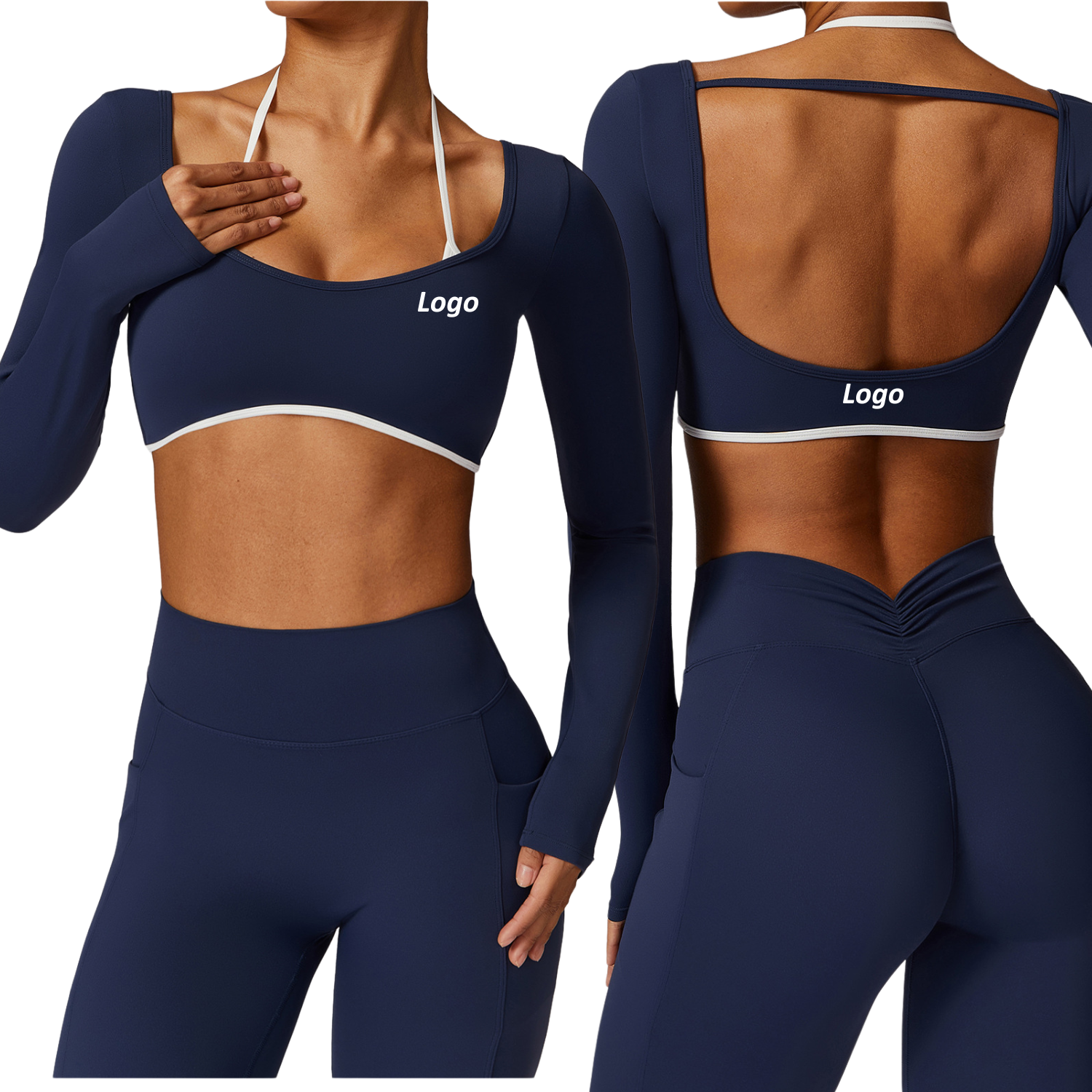 Custom Logo Women's Gym Crop Top Sexy Open Back Yoga Sports Outfit Lightweight Breathable Workout Clothing