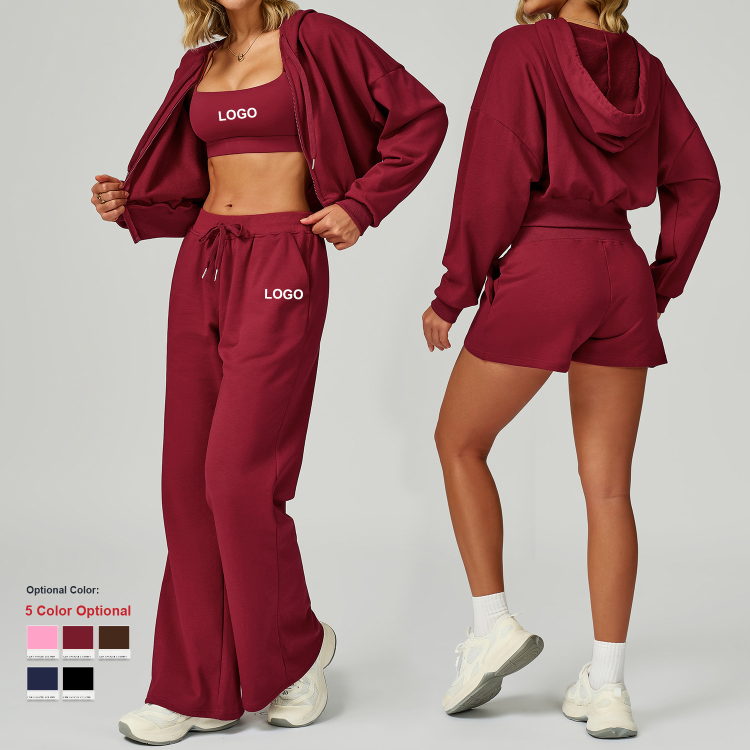 Custom High Quality Zipper Tracksuit Casual Sports Hooded Loose Fitting Versatile Sweatshirt Women'S Outdoor Running Sportswear