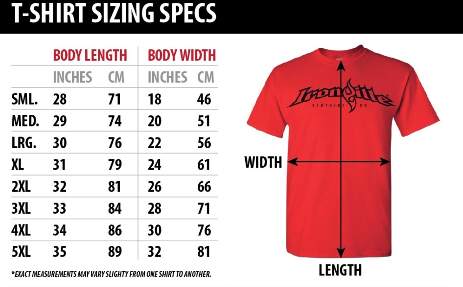 Size Chart and Specifications