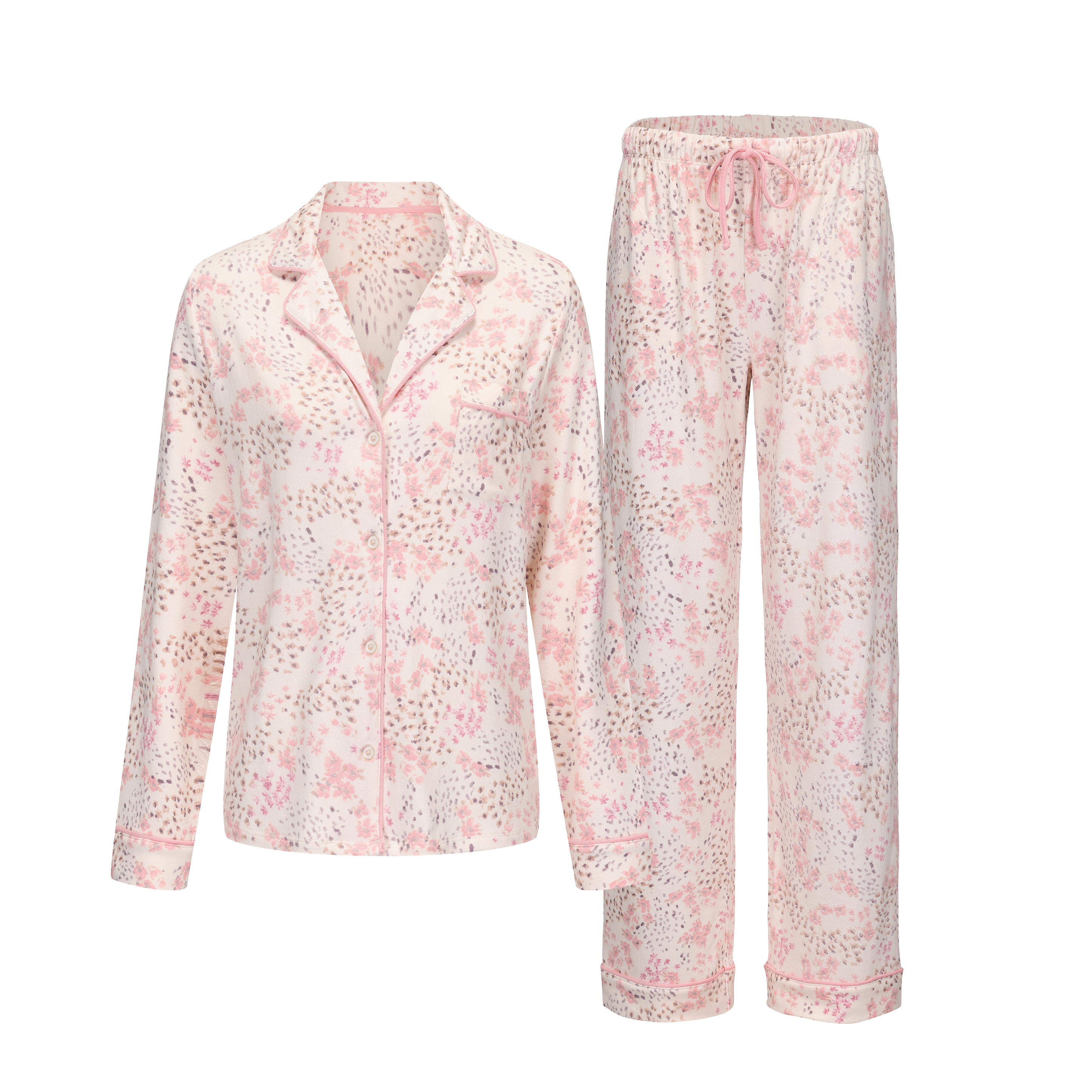 Factory Wholesale Floral Pajamas Set Women's Long Sleeve Cute Sleepwear Pajamas Set