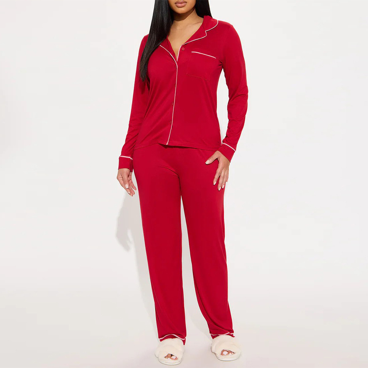 Women Pajamas Hot Sale Soft Women's Knitted Pajamas Lounge Sets Nightwear Sleepwear Home Wear Women Sleepwear 2 Pieces Sets