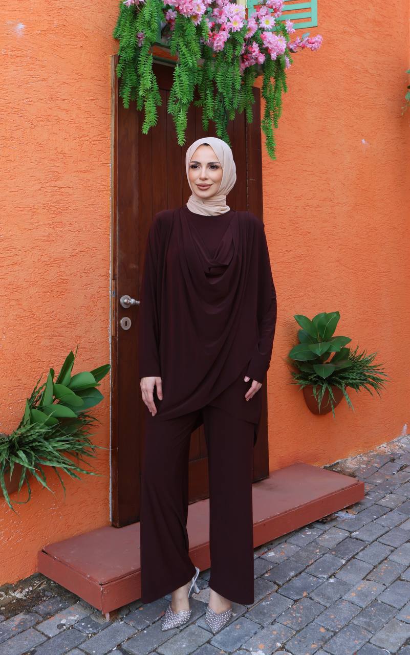 Modest Women Two Piece Set | Long Sleeve Top and Pants Outfit | Elegant Modest Fashion