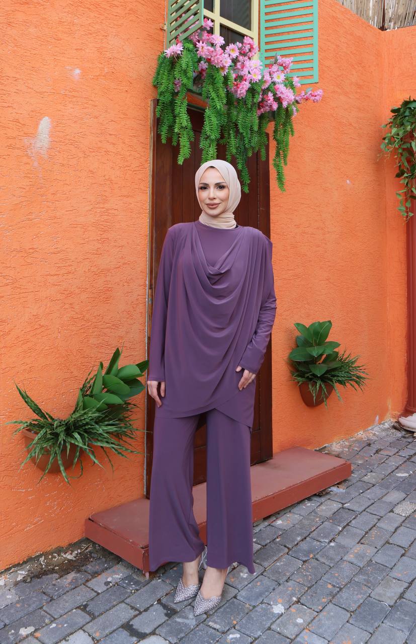 Modest Women Two Piece Set | Long Sleeve Top and Pants Outfit | Elegant Modest Fashion