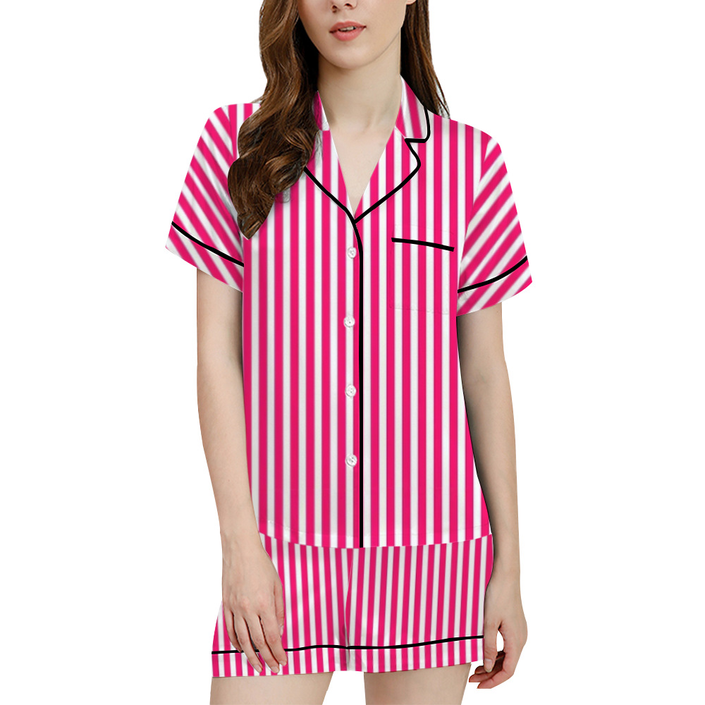 Luxury Lace Silk Pajama Sets for Women Print on Demand Short Sleeved Sleepwear Spring Knitted Nightwear
