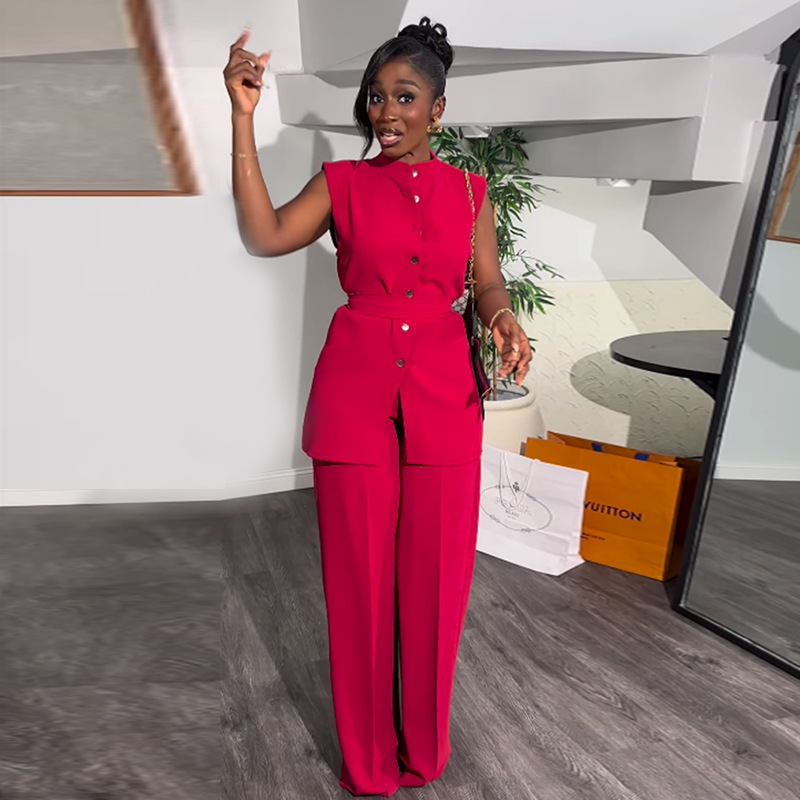 Wholesale Summer Lounge Wear Women Clothing Two Piece Set Blouse Wide Leg Pants Set Women's Blouse and Pants Set