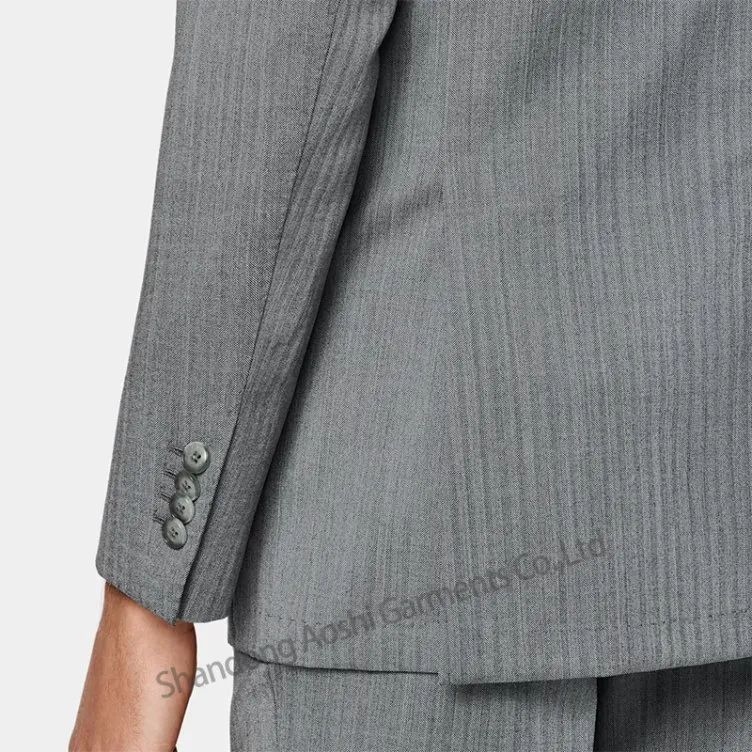 Tailored Men's Hip Lapel Collar Striped Fabric Suit Half Lining Business Casual Apparel