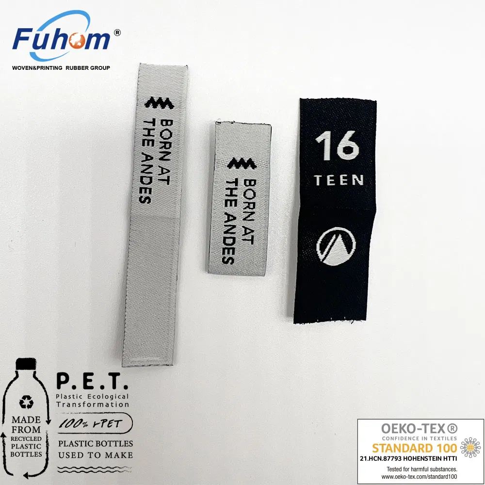 RPET Sustainable Woven Labels for Environmental-Friendly Brands Apparel