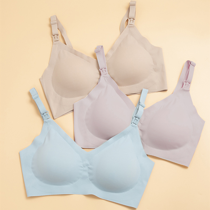 Women's Front Open Comfortable Breastfeeding Nursing Bra Laser Cutting Wire-free Maternity Bra Underwear