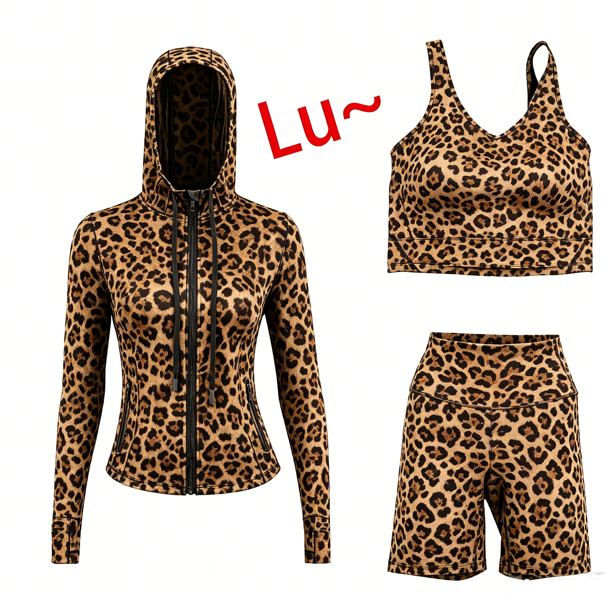 Wholesale Windbreaker Jacket Veste Chaqueta Set Women Para Mujeres Leopard Print Cheetah Gold Zip Activewear Gym Clothing Ropa