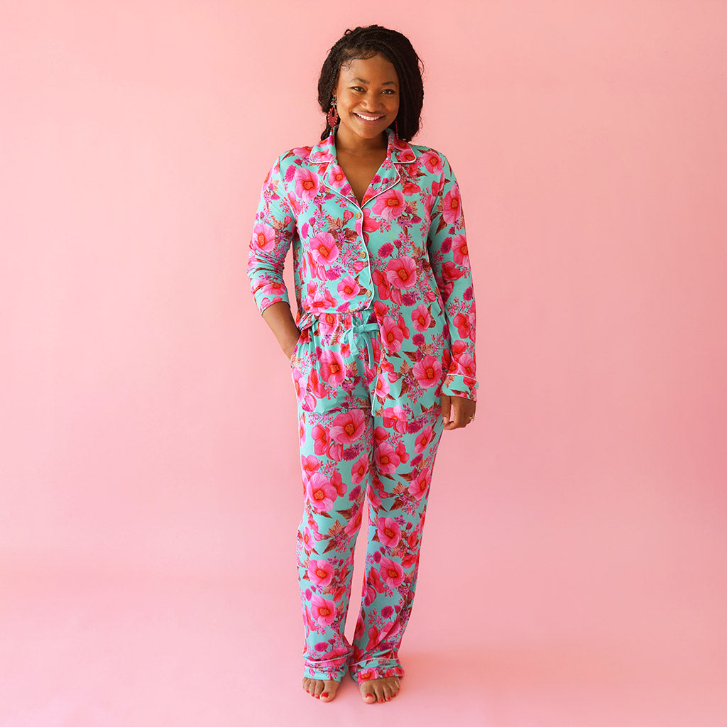 Pajamas, Bamboo Home Clothes, Women's Casual Floral Printed Women's Full Sleeved Pajamas, Sleepwear