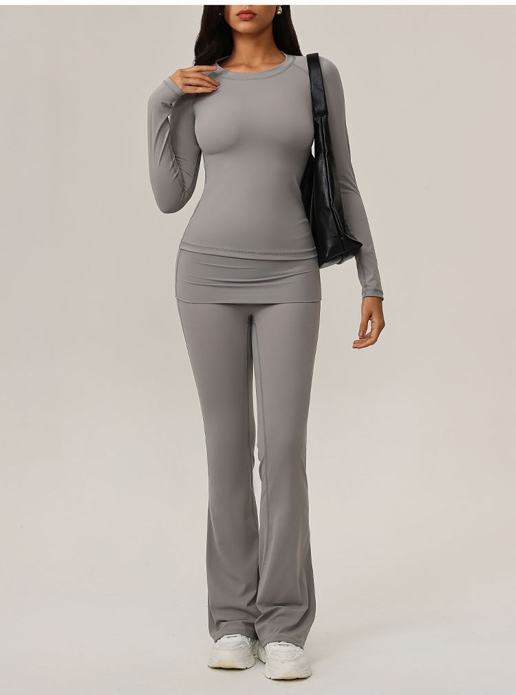 Wholesale Custom logo Long Sleeve Womens Casual Set Yoga Sports Outfits for Women Athleisure Wear Women 2 Pieces Set Pants