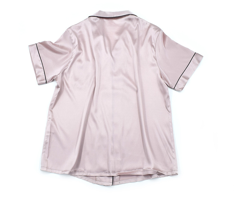 Women's Short Sleeve Classic Satin Pajama Set Button-Down Ladies Pajamas Sets Solid Luxury Two Pieces Sleepwear