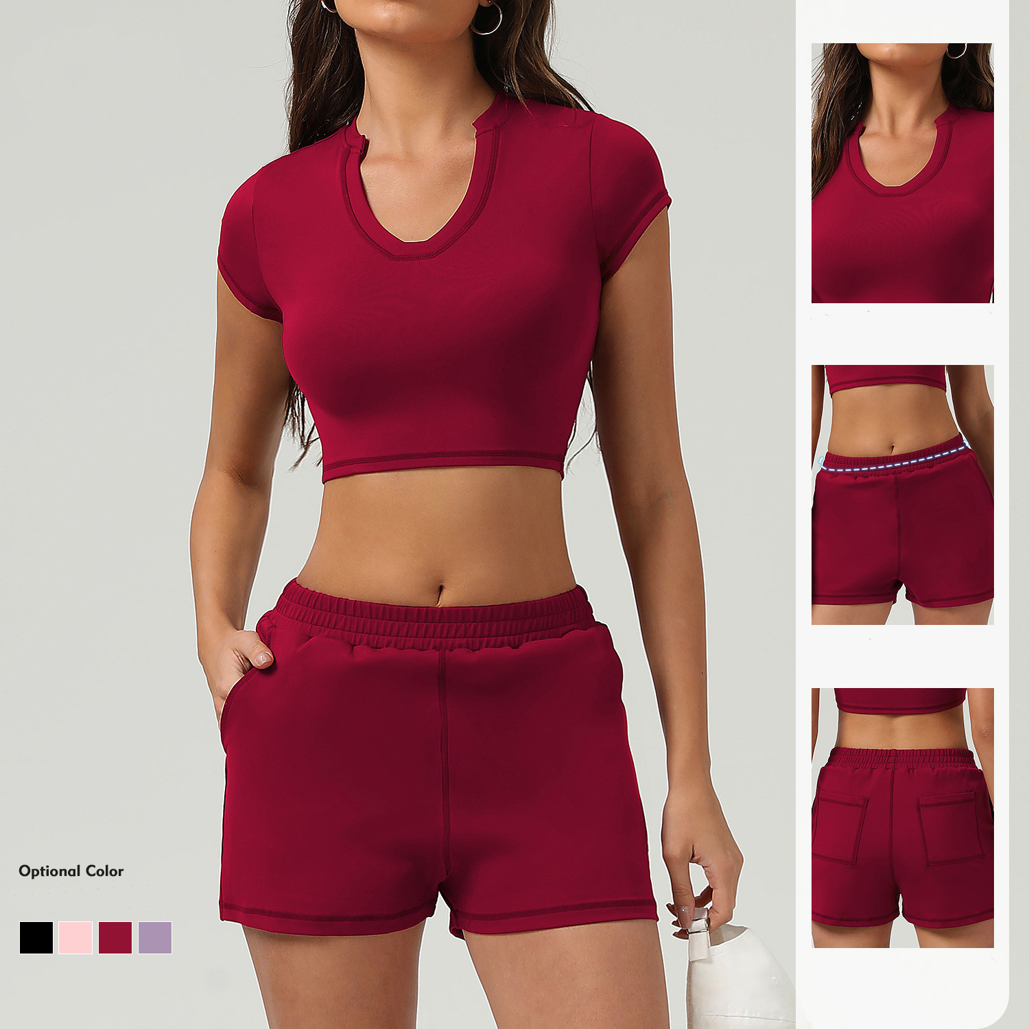 New Quick-Dry Short Sleeve Shirt Women's Casual Sportswear Set Lightweight Breathable Workout Clothes for Outdoor Activities
