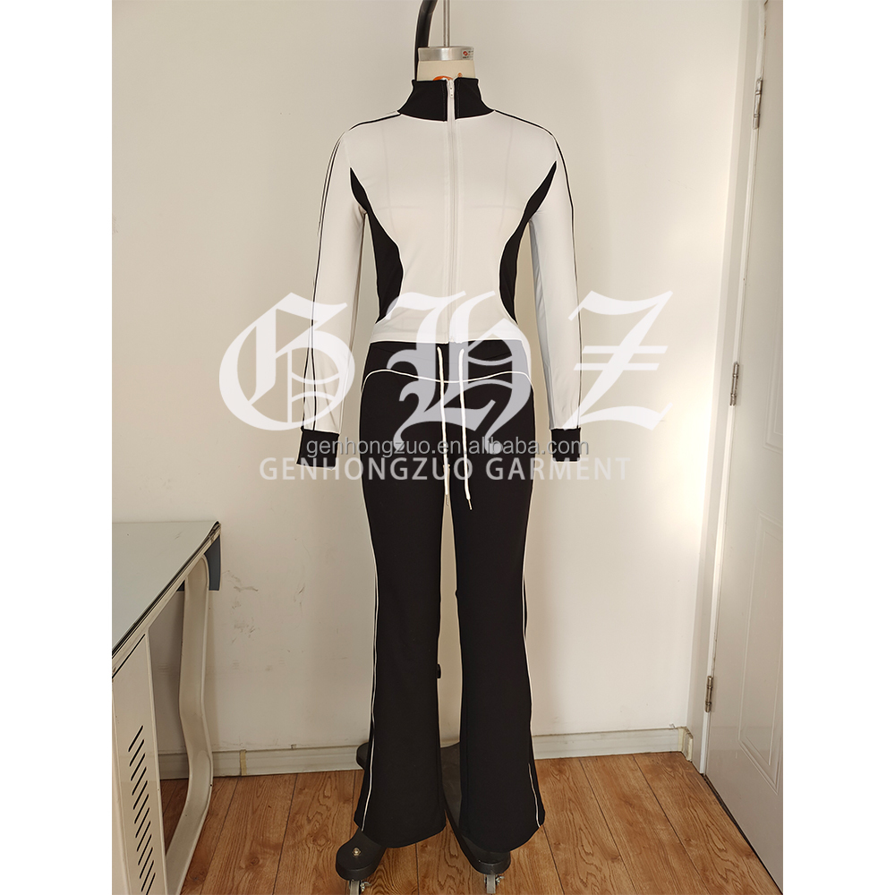 Luxury Designer Clothes for Women Sets 2026 Spring Custom Color Block Jacket Pants Tall Girl Friendly Women 2 Piece Lounge Sets