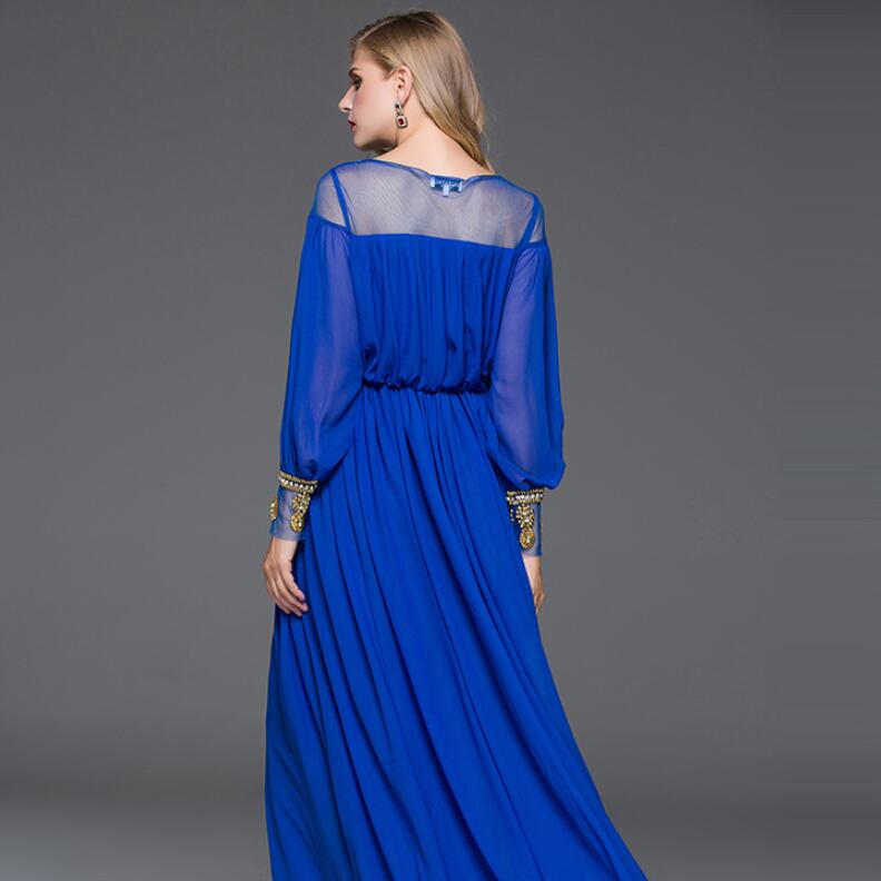 2023 Boutique Shop High Quality Women Evening Dress Long Sleeve Plus Size Muslim Ladies Party Dress