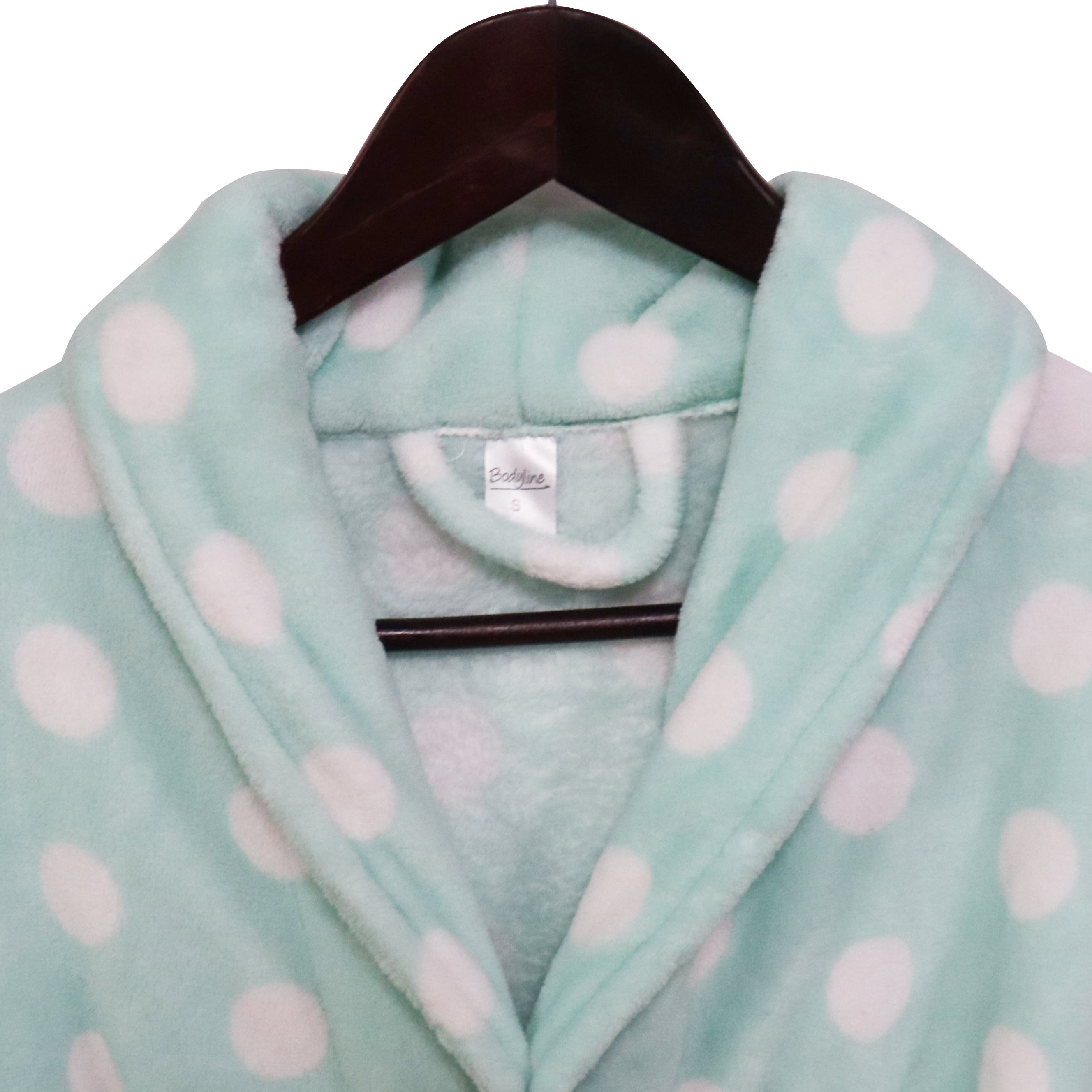 Customized Women's Long-Sleeved Nightgown 100% Polyester Flannel Bathrobe Dots Design Thermal Coral Fleece Spa Robes for Autumn
