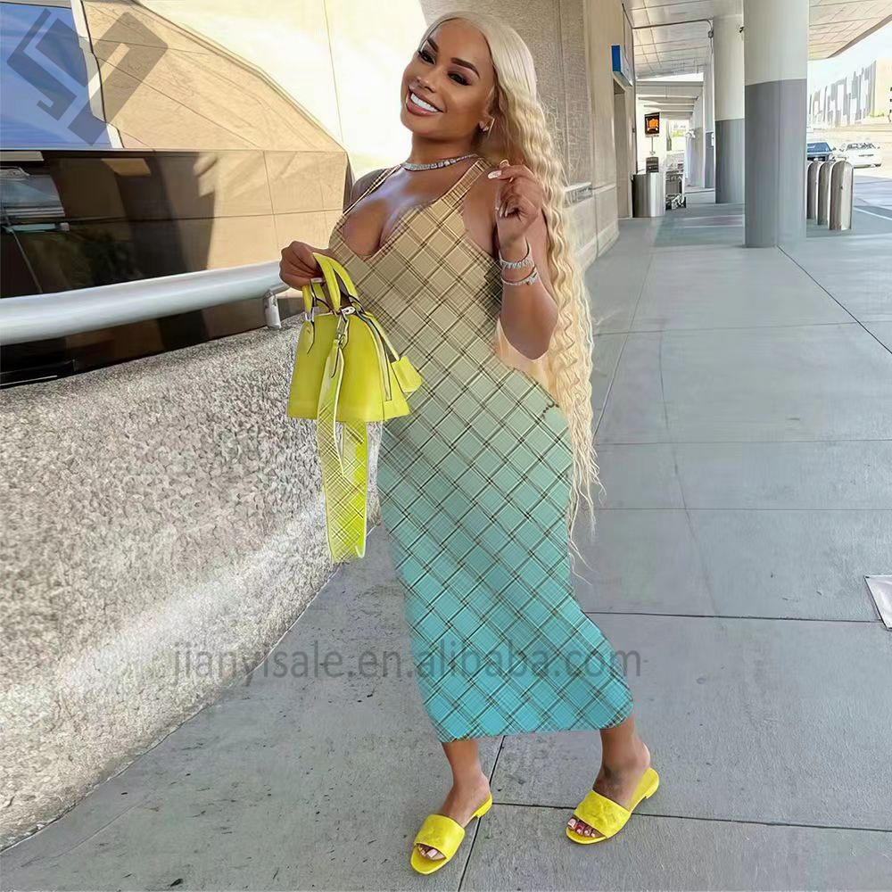 2023 Trendy Summer Women Designer Clothing Letter Print Sexy Bodycon Long Dress Ladies Luxury Casual Sleeveless Maxi Dress