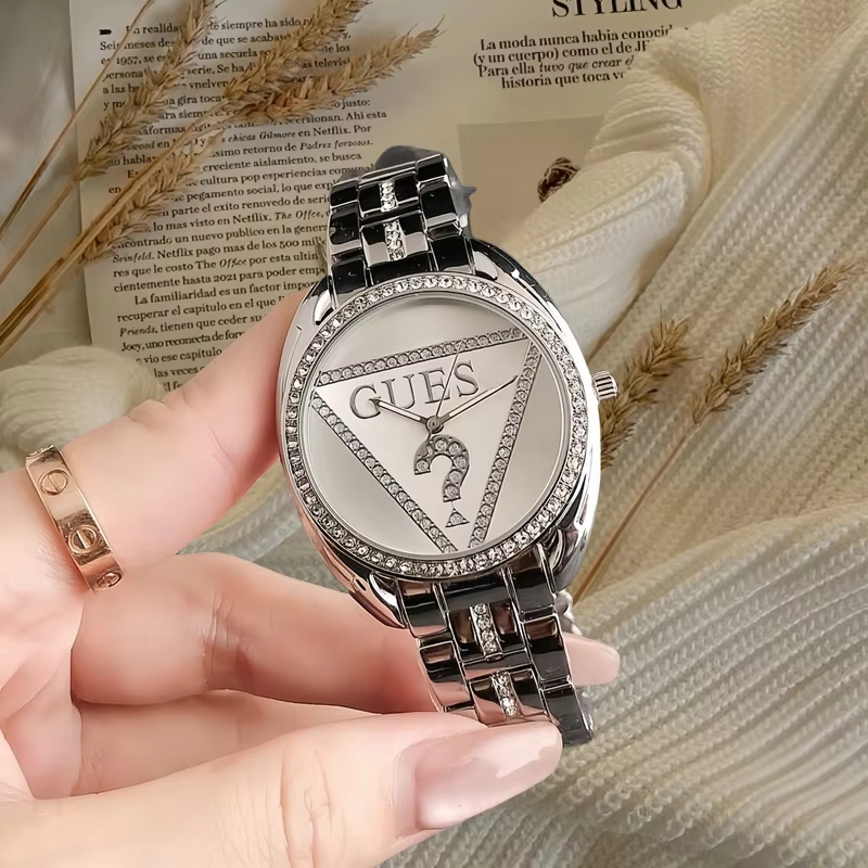 High Quality Women's Luxury Watch Alloy Two-Tone Bracelet Rhinestone Bezel Elegant Quartz Watch 38mm 20mm Glass Dial