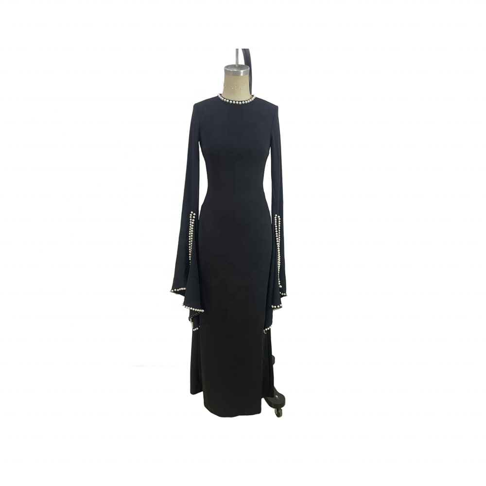 Wholesale Custom Modest Muslim Dresses Long Sleeve Styles Handmade Anti-Static Breathable Polyester Abaya for Ladies One Size