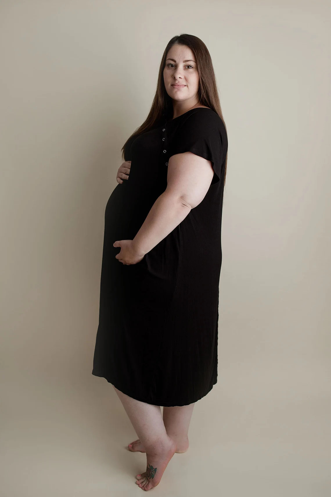 Maternity Gown Easy Snap Buttons