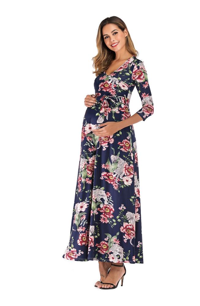 Womens Customized Printed Maternity Nursing Shirtdress Maternity Clothing