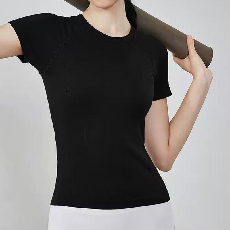 Women Activewear Slim T-Shirt Short Sleeve Yoga and Workout Top, Factory Custom Logo OEM/ODM